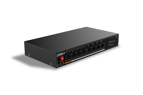 DAHUA DH-SG1008LP 8-портовый гигабитный неуправляемый коммутатор c PoE, 4xRJ45 1Gb PoE, 4xRJ45 1Gb, суммарно 60Вт, коммутация 20 Гбит/с, MAC-таблица 8K, металл
