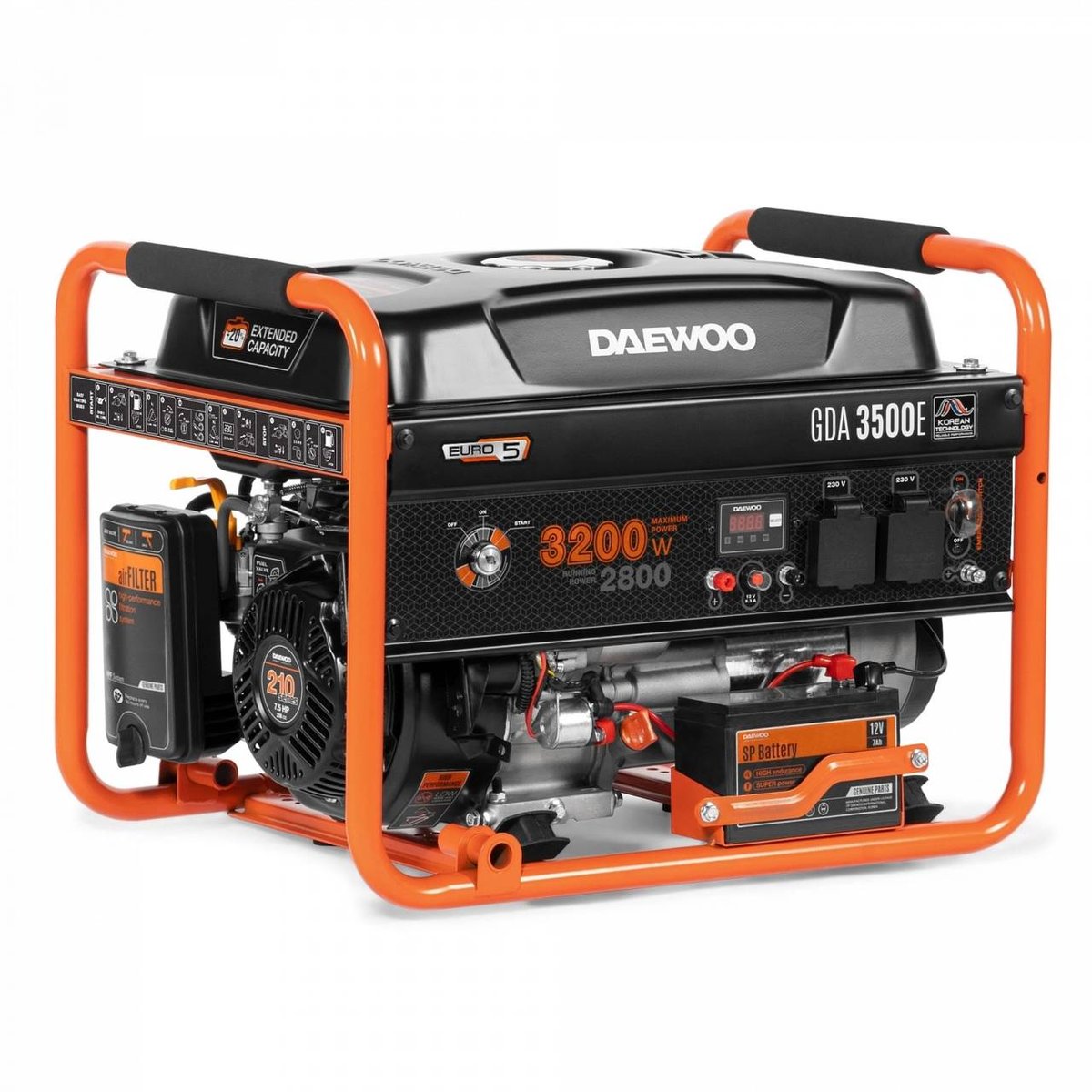 Генератор бензиновый Daewoo GDA 3500E, 3.2 кВт, 230В, 15л