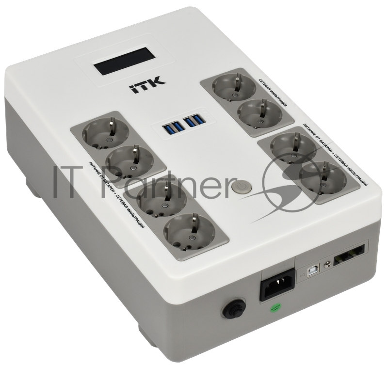 Источник бесперебойного питания ITK Electra EST8-800VA-1-001 / 800 ВА / 480Вт / 8 x CEE 7 (евророзетка)