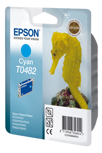 <000394> Картридж струйный EPSON T0482 для Epson R200/R300/RX500/RX600, голубой [C13T04824010]