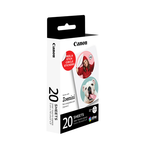 Наклейки Canon ZINK ZP-2030-2C-20 (2 круга) 4967C003 2шт на листе/20л./белый для сублимационных принтеров