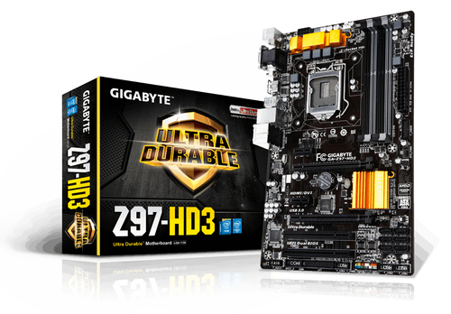 Gigabyte GA-Z97-HD3 RTL {LGA1150, Z97, DDR3, PCI-E, SATAIII, DVI, D-Sub, HDMI, ATX}