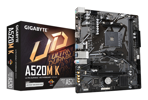 Материнская плата/ MB GIGABYTE AMD A520 sAM4, 2xDDR4(64GB), D-SUB/HDMI 2.1, 1xPCIe 3.0x16, 1xPCIe 3.0, 1xLAN, 4xSATA 6Gb/s, 1xM.2, 4xUSB 3.2, 2xUSB 2.0, 1xPS/2, mATX