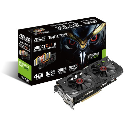 ASUS STRIX-GTX970-DC2-4GD5 RTL {4Gb, 256bit, GDDR5, GTX970, DVI, DP, HDMI, PCI-E}