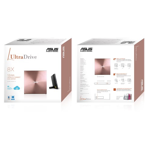 Оптический привод внешний ASUS SDRW-08U5S-U/PINK/G/AS, розовый  RTL