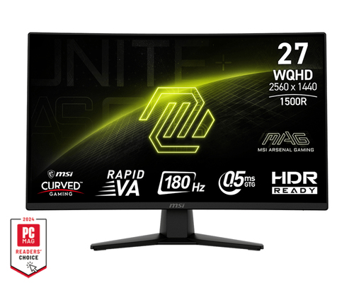 Монитор 27" MSI Mag 274CQF VA 2560x1440, 180 Гц, 0.5 мс, 16:9, 300 кд/м², 2xHDMI, 1xDP, изогнутый R1500, черный