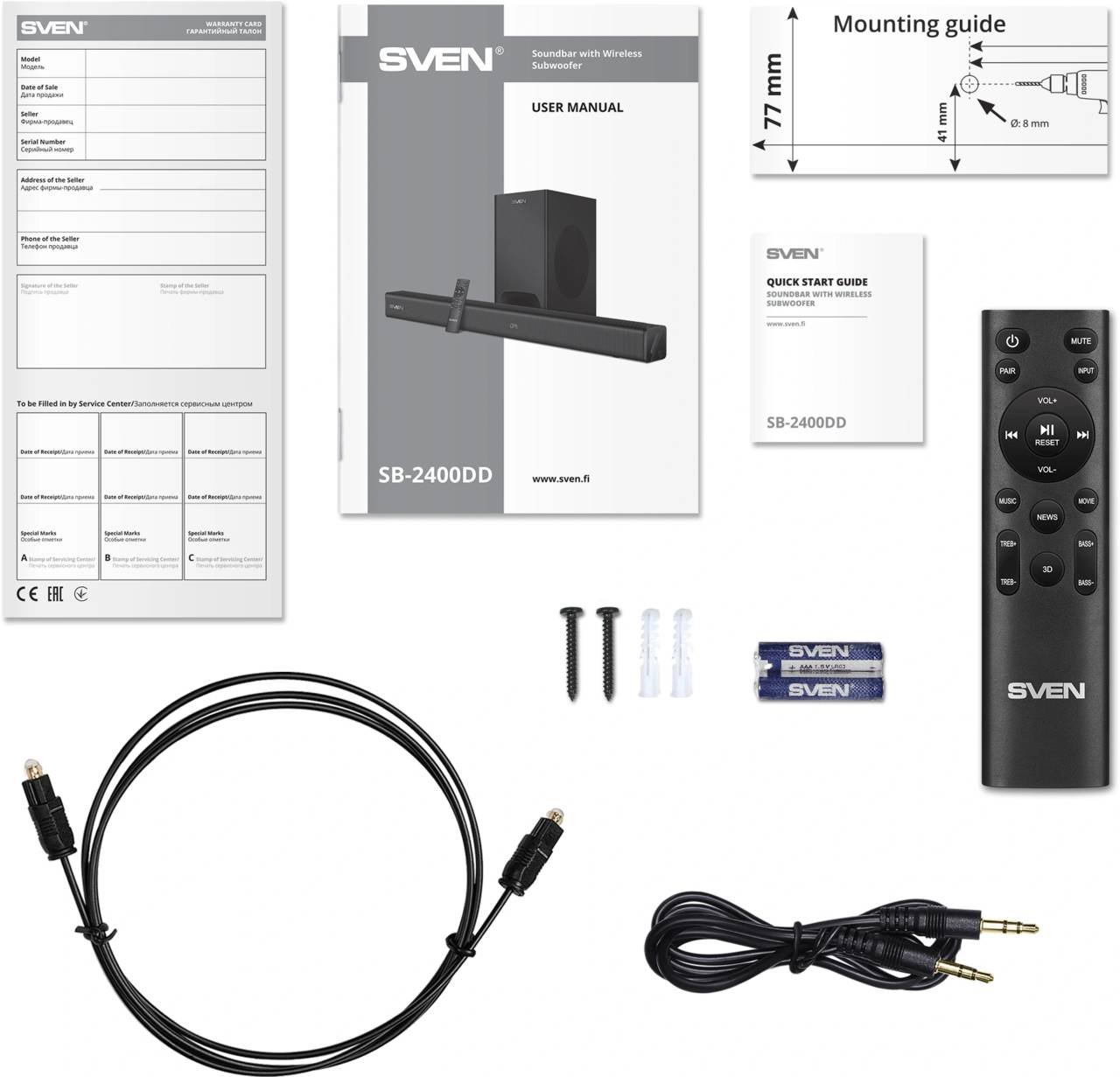 Sven Саундбар SB-2400DD 1.1 черный 400Вт BT