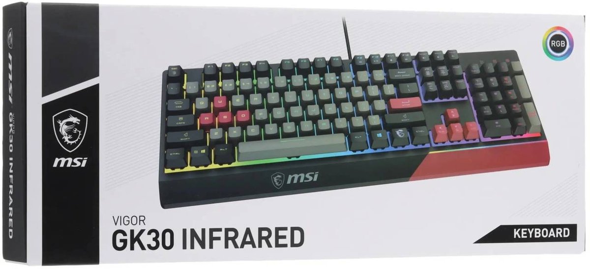 MSI GK30 Infrared черный/красный USB Multimedia for gamer LED  кабель 1.8м