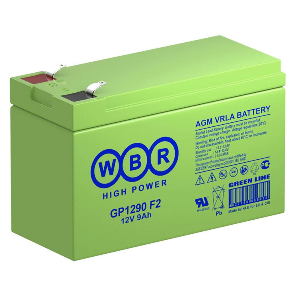Аккумулятор WBR GP1290 F2, 12В, 9Ач