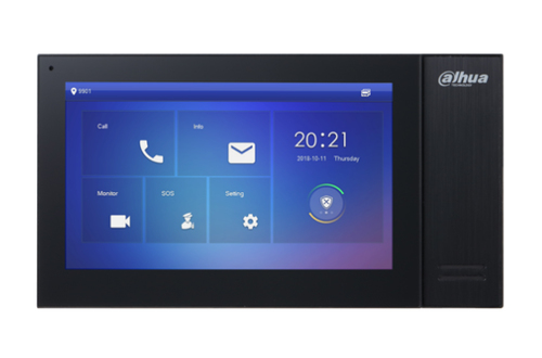 DAHUA DH-VTH2421FB-P Монитор видеодомофона IP 7 дюймовый, черный, ёмкостной сенсорный экран, встроенная карта памяти до 8Гб, питание DC 12В/PoE