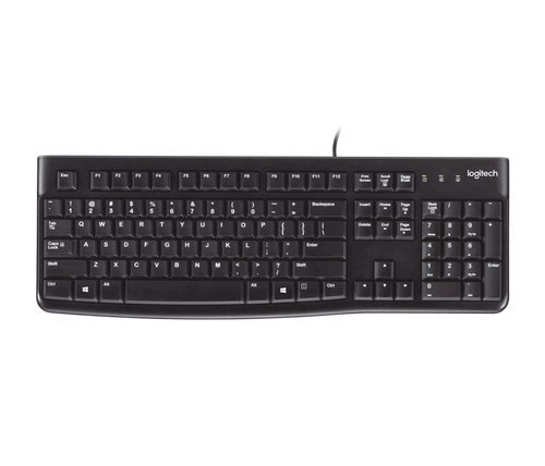 Клавиатура Logitech K120 черная, офисная, 104 клавиши, защита от воды |920-002583| USB 1.5м, RTL