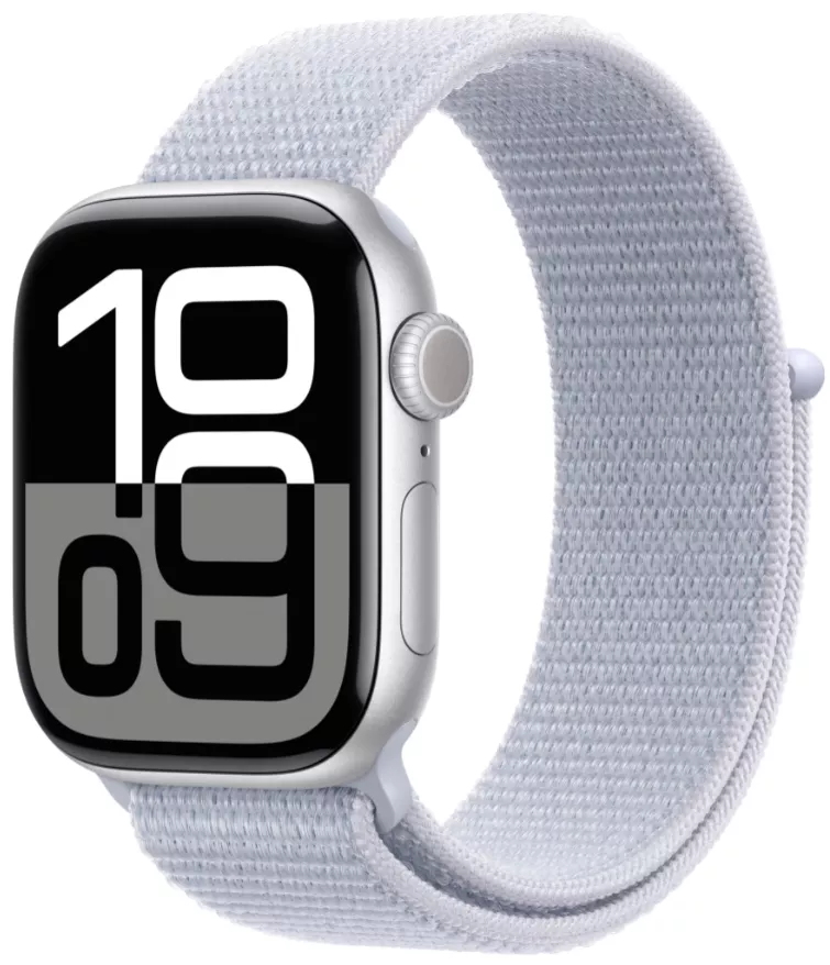 Умные часы Apple Watch Series 10 46 мм Aluminium Case GPS, Silver/Blue Cloud Sport Loop
