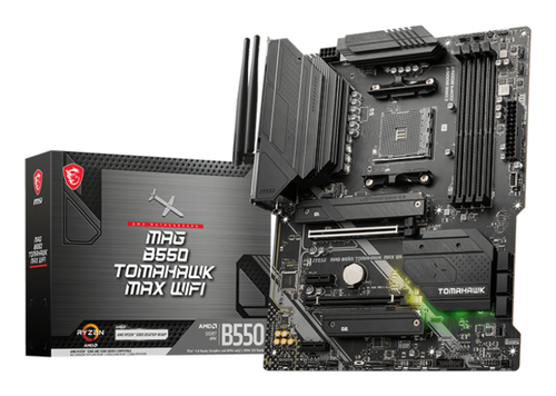 Материнская плата MSI MAG B550 TOMAHAWK MAX WIFI, AM4, AMD B550, 4xDDR4, 6xSATA, 2xM.2, 1xPCI-E 4.0 x16, 1xPCI-E 3.0 x4, 2xPCI-E x1, 1xHDMI, 1xDP, 1x 2.5Gb LAN, 2xUSB-A 2.0, 2xUSB-A 3.2 Gen 1, 1xUSB-A 3.2 Gen 2, 1xUSB-C 3.2 Gen 2, 5x3.5 мм, 7.1, ATX