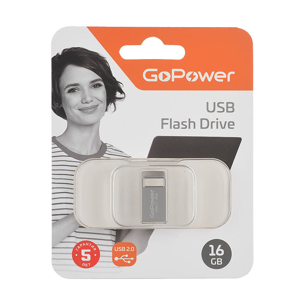 Флеш-накопитель GoPower 00-00027357, 16GB, USB 2.0