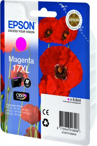Картридж 17XL <C13T17134A10> Magenta для Epson  Expression Home XP-33/103/203/207/303/306/403/406
