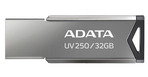 USB накопитель ADATA - UV250, USB Type A (USB 2.0), 32 ГБ, цвет серебристый, AUV250-32G-RBK