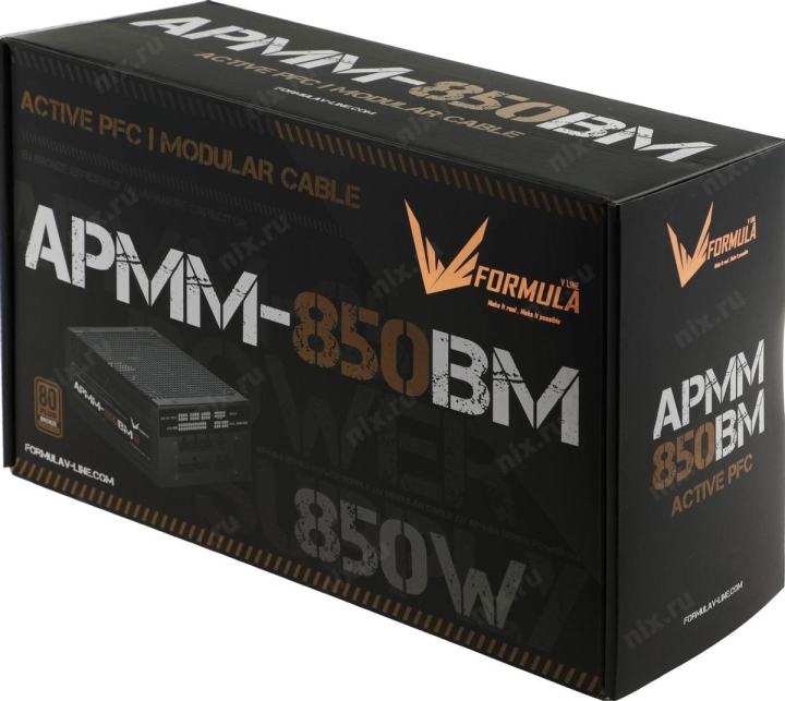 Блок питания Formula ATX 850W APMM-850BM 80+ bronze (20+4pin) APFC 140mm fan 6xSATA  Cab Manag RTL