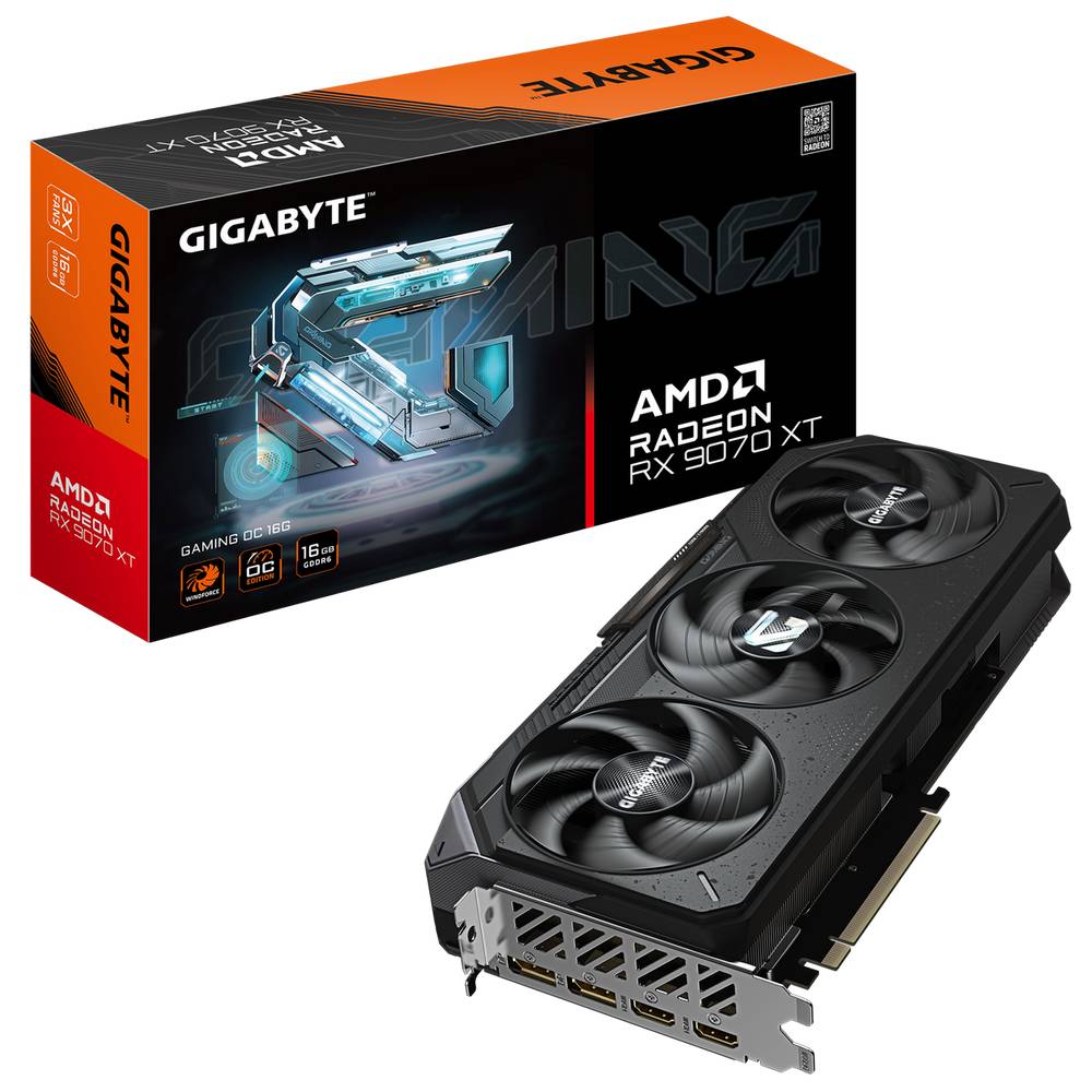 Gigabyte Видеокарта RX9070XT GAMING OC 16GB GDDR6 256bit 2xDP 2xHDMI 3FAN RTL