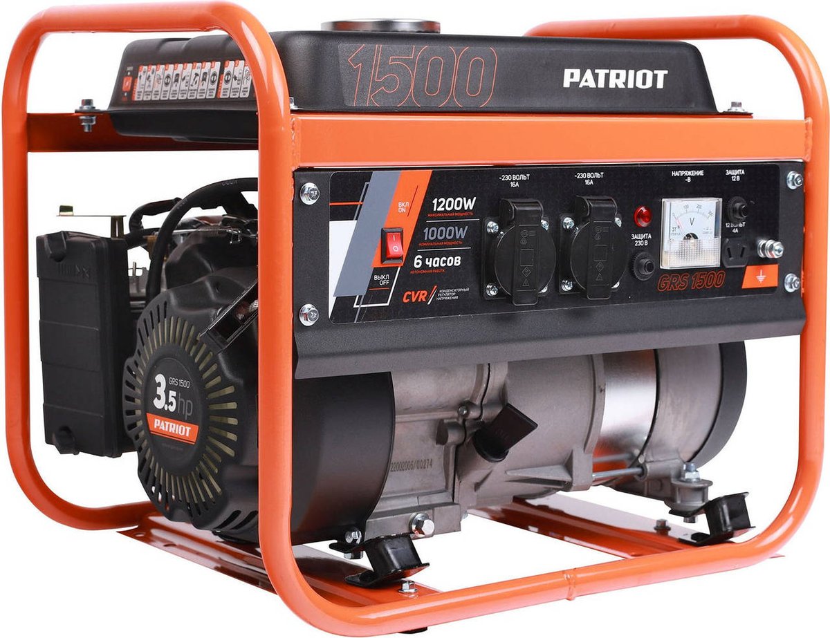 Электрогенератор бензиновый Patriot GRS 1500, 1.2 кВт, 62 дБ, 24 кг