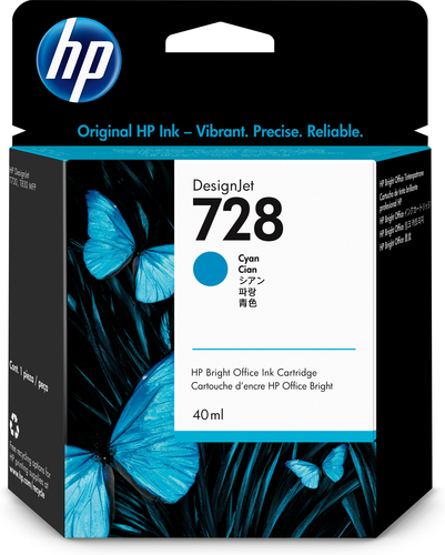 Картридж HP 728 40-ml Cyan для DesignJet T730/T830 ( F9J63A )