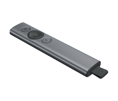 Презентер Logitech Spotlight Slate (серый, Bluetooth/2.4 GHz, перезаряжаемая литий-полимерная батарея 85мА·ч, 3D-акселерометр, гироскоп, кабель для зарядки, чехол) (арт. 910-004867, M/N: R-R0011/C-U0016)