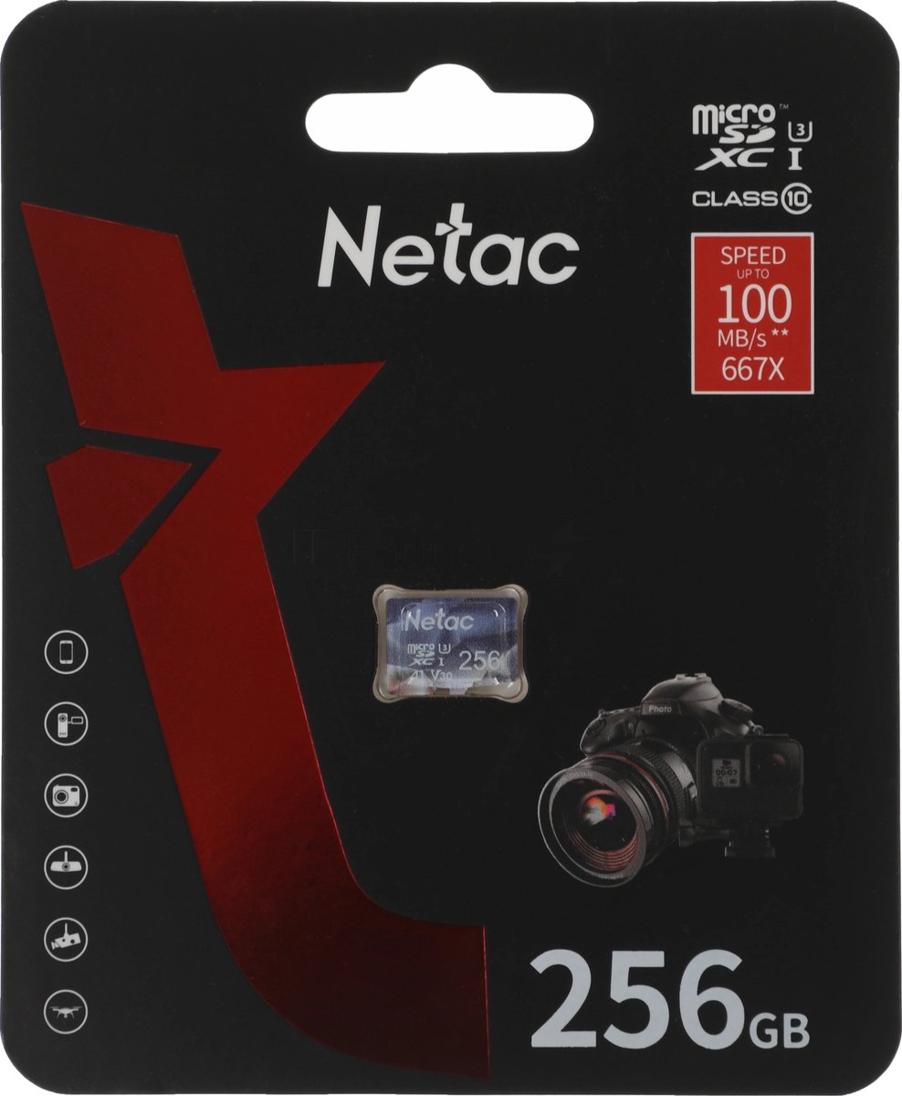 Флеш карта microSDHC 256Gb Netac P500 ULTRA NT02P500ULT-256G-S (без SD адаптера) 100Mb/s