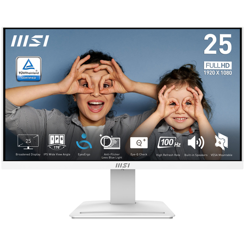 Монитор 24.5" MSI PRO MP253W White (IPS, 1920x1080, D-Sub+HDMI+DP, 4 ms, 178°/178°, 250 cd/m, 1000:1 (100M:1), 100Hz, MM)