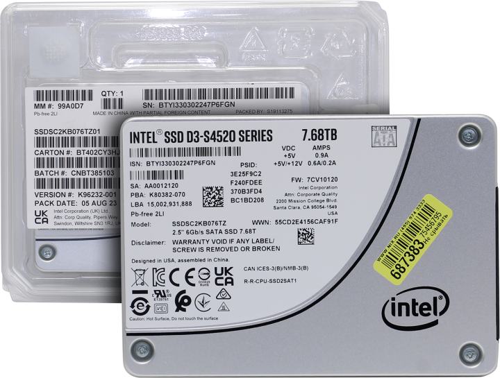 SSD 7.68 Tb SATA 6Gb/s Intel/Solidigm D3-S4520  Series <SSDSC2KB076TZ01/SSDSC2KB076TZ1Z> 2.5"