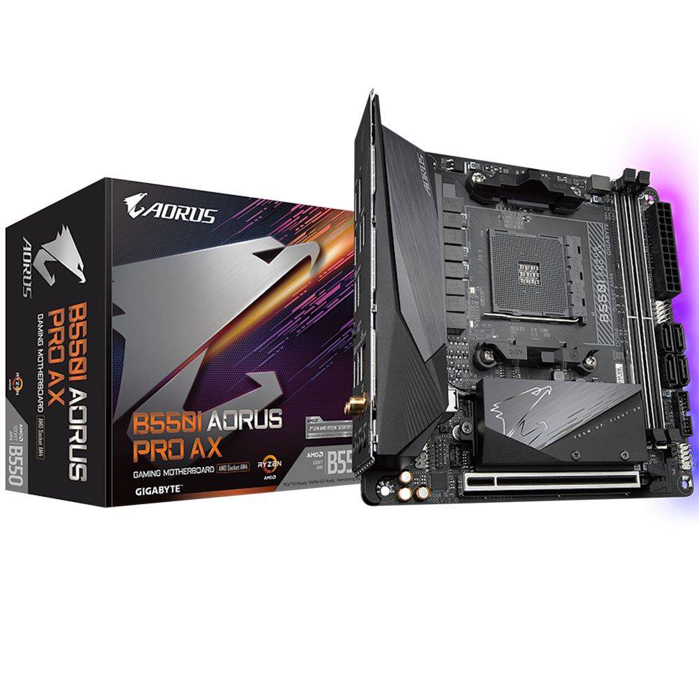 AORUS Gigabyte B550I PRO AX, Socket , AMD B550, 2xDDR4-3200, HDMI+HDMI+DP, 1xPCI-Ex16, 4xSATA3