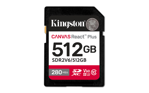 Карта памяти Kingston 512GB SDXC Canvas React Plus UHS-II 280R/100W U3 V60/ Kingston 512GB SDXC Canvas React Plus UHS-II 280R/100W U3 V60