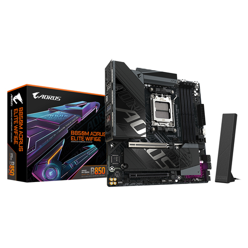 Материнская плата Gigabyte B850M AORUS ELITE WIFI6E Socket AM5 AMD B850 4xDDR5 mATX AC`97 8ch(7.1) 2.5Gg RAID+DP