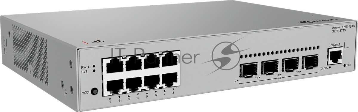 Коммутатор Huawei S220-8T4S, 8×1 Гбит/с + 4×1 Гбит/с SFP, управляемый