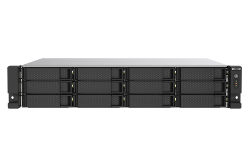 Сетевое хранилище без дисков/ SMB QNAP TS-1273AU-RP-8G NAS 12 HDD trays, 2x 2.5 GbE, rackmount, 2 PSU. 4-core AMD V1500B  2,2 GHz , RAM 8 GB (8 GB UDIMM DDR4 (1 x 8 GB) up to 32 GB (2 x 16 GB)). W/o rail kit RAIL-B02