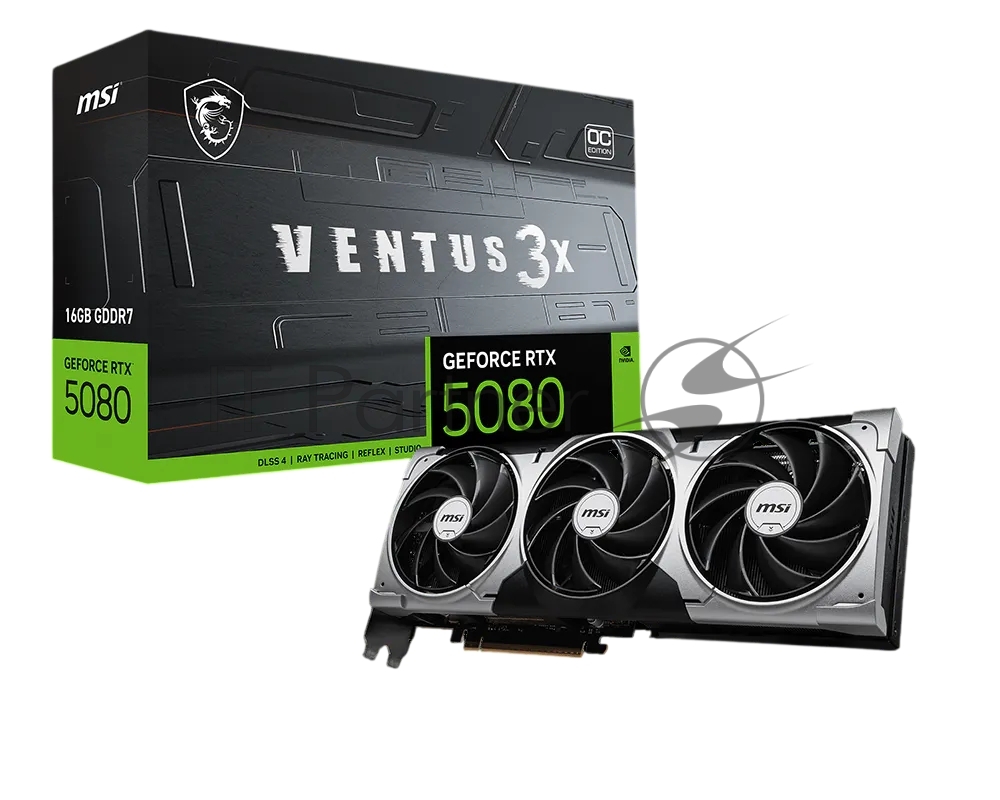 Видеокарта MSI GeForce RTX 5080 VENTUS 3X OC, 16 GB GDDR7, 256 bit, 3xDisplayPort, HDMI, GPU 2640 MHz
