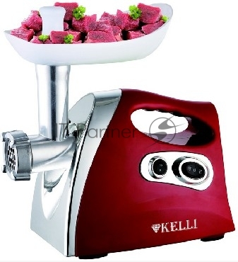Мясорубка электрическая Kelli KL-5004 красный, 2600 Вт, 3.6 кг/мин, реверс, защита от перегрузки, насадки - 5