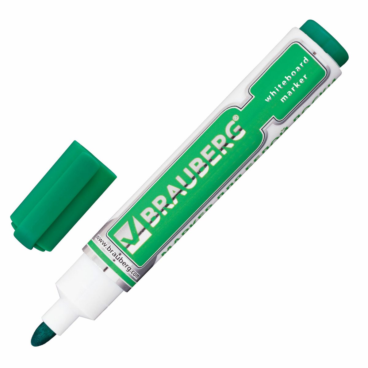 Маркер для досок Brauberg Neo (круглый наконечник, 5мм, зеленый, с клипом) (150490), 12шт.