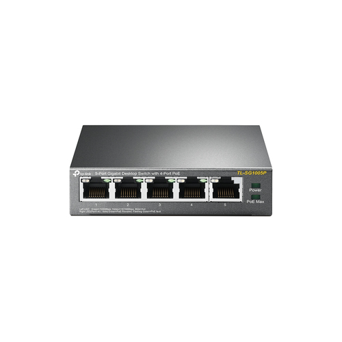 Коммутатор/ 5-Port Gigabit Desktop Switch with 4-Port PoE, 5 Gigabit RJ45 ports including 4 PoE ports, 56W PoE Power supply, steel case