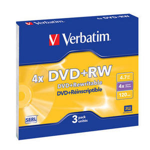 Диск DVD+RW Verbatim 4,7 Gb 4x, Slim Case, 3 шт (43636)