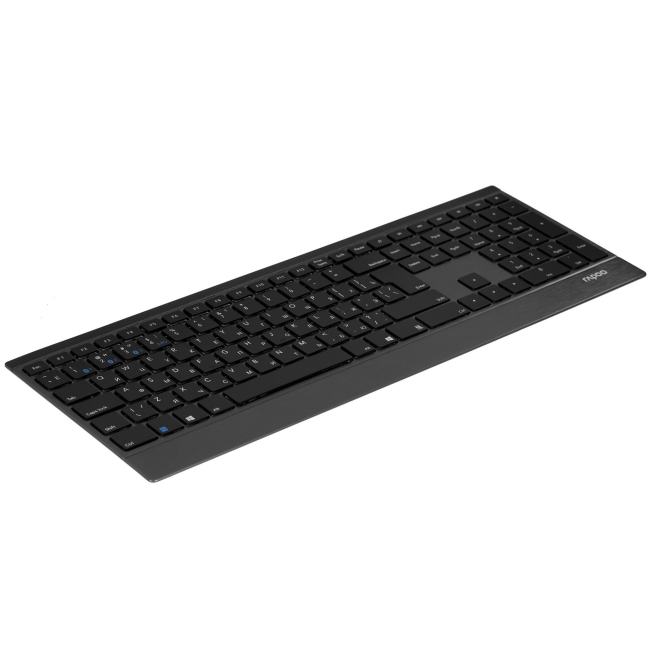 RAPOO <9500M  Black>  (Кл-ра,FM/BT,USB+Мышь  4кн,Optical,Roll,FM/BT,USB) <18892>