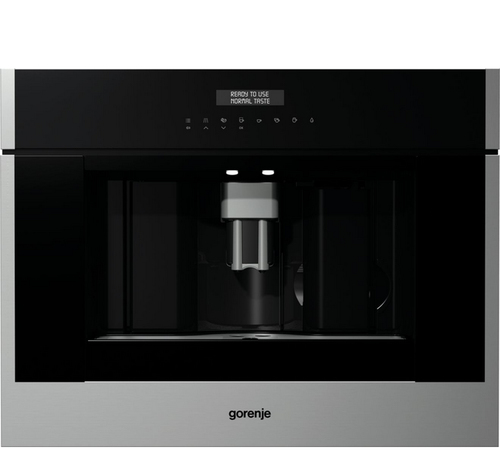 Встраиваемая кофемашина GORENJE/ Автоматическая кофемашина, Материал: Нержавеющая сталь, Максимальная мощность: 1350 Вт, Габаритные размеры (вхшхг): 45,5 × 59,5 × 38,1 см, Вес (брутто/нетто): 27,2 / 22,6 кг