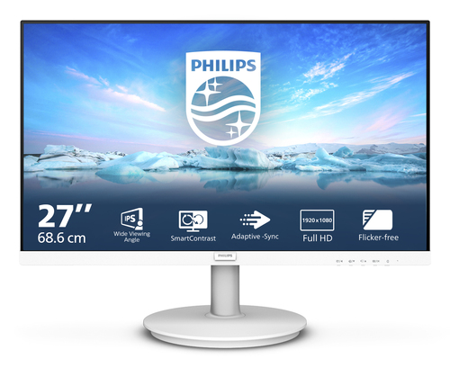 МОНИТОР 27" PHILIPS 271V8AW/00 WHITE (IPS, 1920x1080, 75Hz, 4 ms, 178°/178°, 250 cd/m, 1300:1, +HDMI, +MM)
