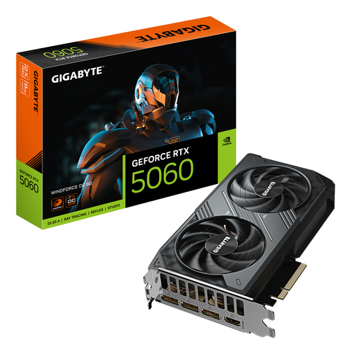 Видеокарта Gigabyte PCI-E 5.0 GV-N5060WF2OC-8GD 1.0 NVIDIA GeForce RTX 5060 8Gb 128bit GDDR7 2497/28000 HDMIx1 DPx3 HDCP Ret