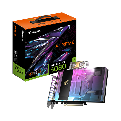 Видеокарта Gigabyte NVIDIA - GeForce RTX 5080 Aorus WF WB Xtreme, PCI-E 5.0, GDDR7 16GB 256bit, 1x HDMI, 3x DP, max 7680 x 4320 (8K), 208мм, Full Height, GV-N5080AORUSX WB-16GD