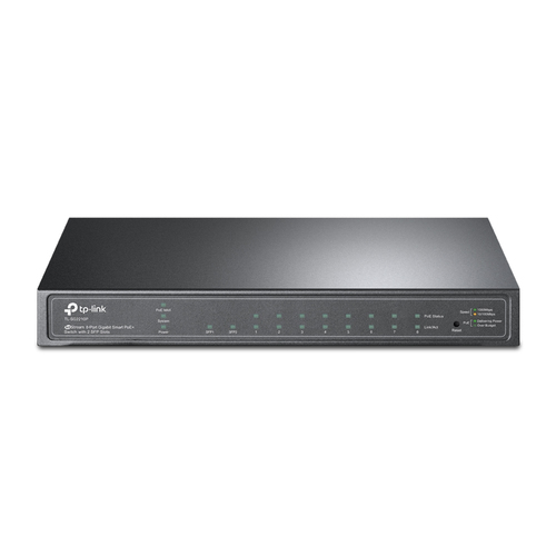 TP-Link TL-SG2210P 8-Port Gigabit Desktop PoE Smart Switch, 8 Gigabit RJ45 ports including 2 SFP ports, 802.3af, 53W PoE power supply, Tag-based VLAN, STP/RSTP/MSTP, IGMP V1/V2/V3 Snooping, 802.1P Qos
