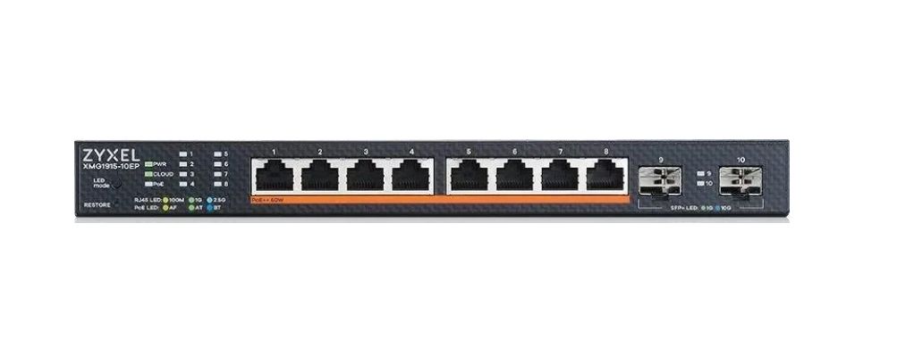 Коммутатор Zyxel NebulaFlex XMG1915-10EP-EU0101F (L2+) 8x2.5Гбит/с 2SFP+ 8PoE++ 130W управляемый