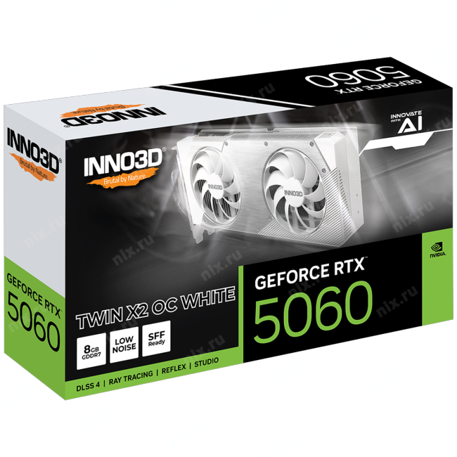 N50602-08D7X-195070W Видеокарта INNO3D RTX 5060 Twin X2 OC  WHITE//RTX5060,  HDMI,  DP*3, 8G,D7
