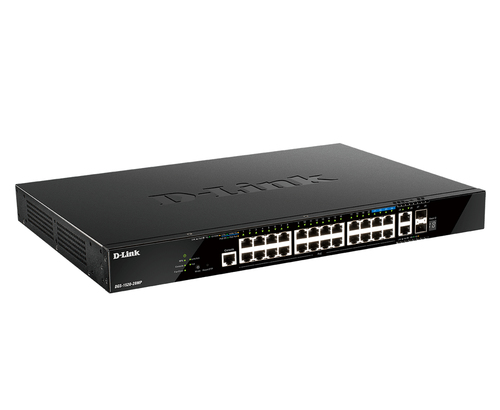 Коммутатор D-Link DGS-1520-28MP/A1A Управляемый L3 стекируемый коммутатор с 20 портами 10/100/1000Base-T, 4 портами 100/1000/2.5GBase-T, 2 портами 10GBase-T и 2 портами 10GBase-X SFP+ (24 порта PoE 802.3af/at, PoE-бюджет 370 Вт
