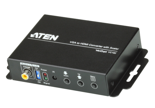 ATEN VC182 Конвертер  VGA+AUDIO=>HDMI, HD-DB15+MIM-JACK>HDMI, Female, Б.П. 5.3V,  (1920x1200 DDC2B 1080p)