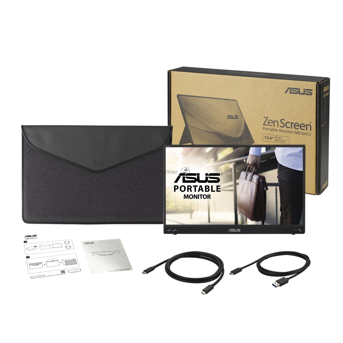 Монитор 15.6" ASUS ZenScreen MB16ACV IPS 1920x1080, 60 Гц, 5 мс, 16:9, 250 кд/м², USB Type-C, портативный, Flicker Free, Low Blue Light, темно-серый