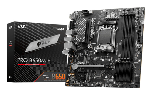 Материнская плата MSI PRO B650M-P B650, AM5, 4*DDR5, 1*PCIEx16, 2*PCIEx1, 2*M.2, 1*TypeC, 2*USB3.2Gen2, 4*USB3.2Gen1, 8*USB2.0, 4*SATA3.0, 2.5G, VGA, DP, HDMI, M-ATX, RTL bp (PRO B650M-P плохая упаковка)